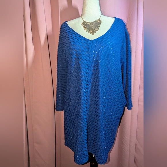 Catherines Tops - CATHERINES Blue Sparkle Textured Tunic 5x
